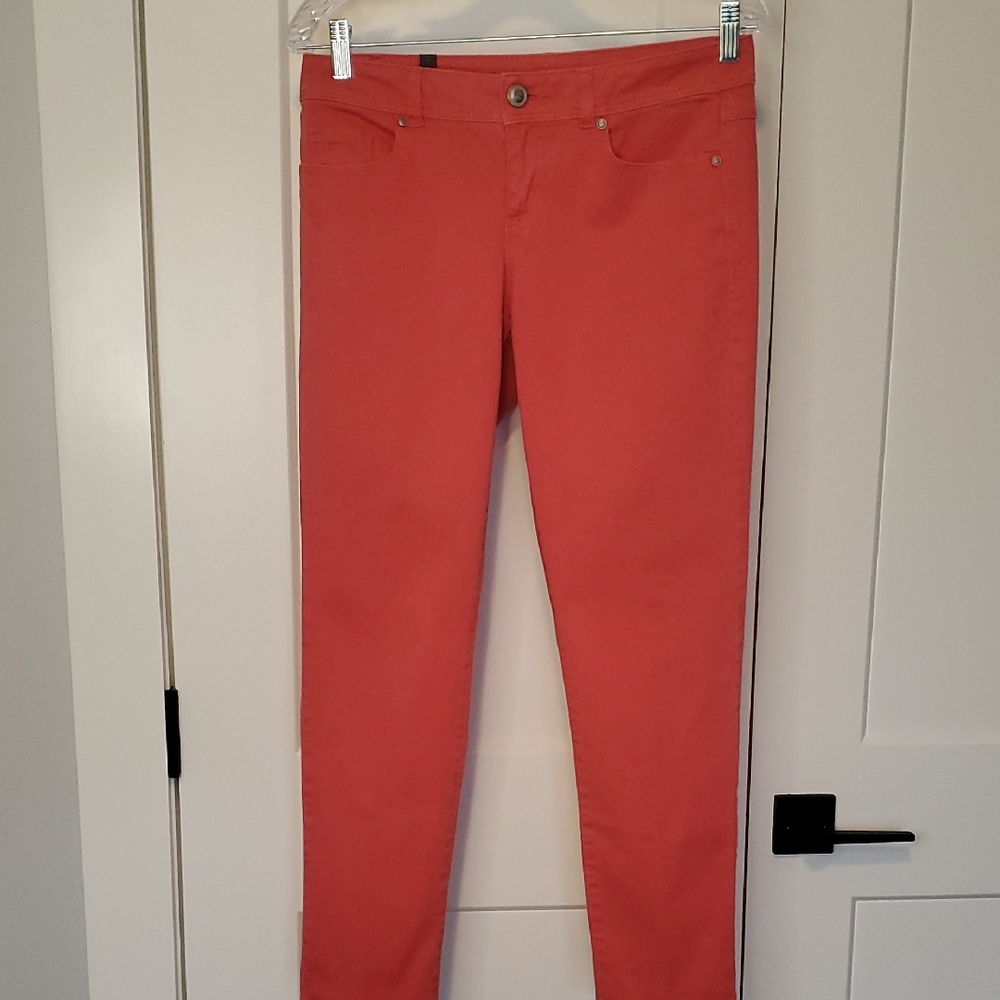 LC Lauren Conrad Women's Vibrant Coral Skinny Jeans